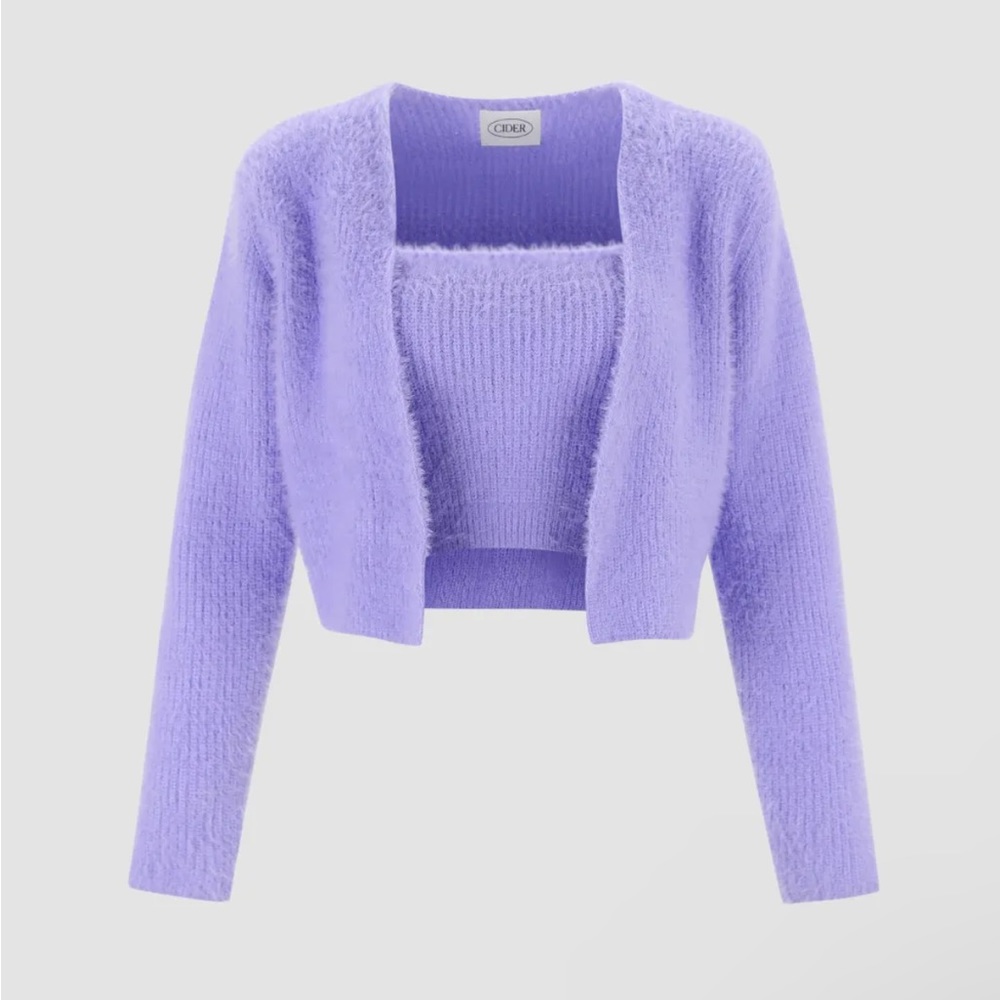 CIDER Fuzzy Soft Cardigan with Cami